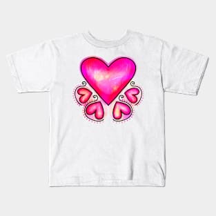 Valentines Day Pink Heart Kids T-Shirt